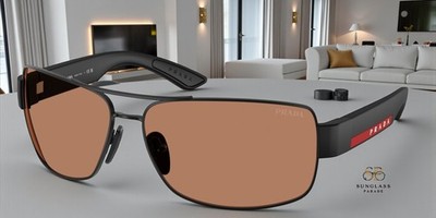 PRADA LINEA ROSSA PS B52S 1BO20D Matte Black Brown 65 mm Men's Sunglasses
