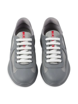 NEW PRADA Men's America's Cup Soft Rubber and Bike Fabric Sneakers Grey