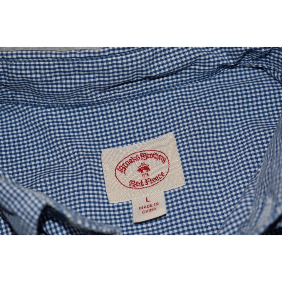 Brooks Brothers Dress Shirt Red Fleece Mens Size Large Slim Fitting Blue Plaids - Image 4 of 4