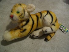 Vintage Dakin Tiger Plush Stuffed Reclining Cat Made In Japan