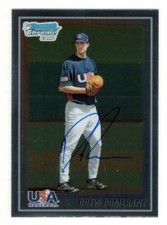 DREW POMERANZ 2010 Bowman Chrome USA BUYBACK AUTO /100 Wrapper Redemption OnCard