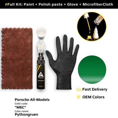 Touch up Paint for Porsche Code: M6C Pythongruen Easy Apply Scratch Repair