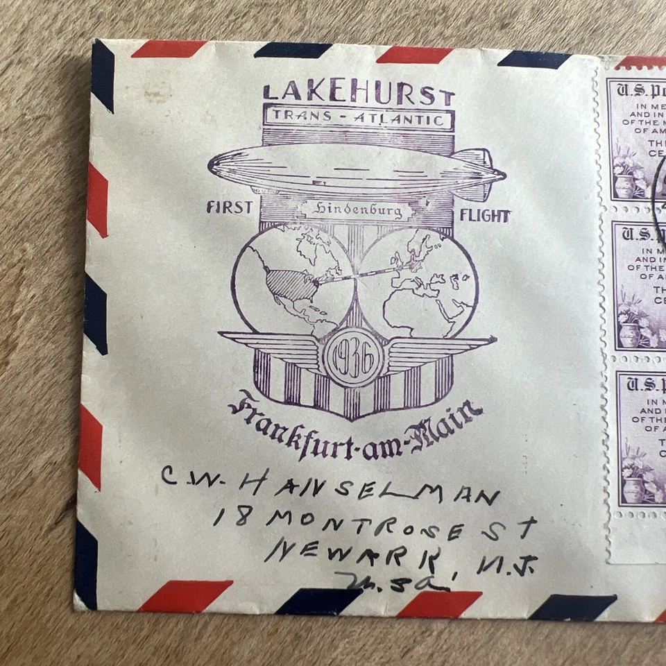 1936 Lakehurst Hindenburg 1st Flight Cover Signed - Image 2 of 4