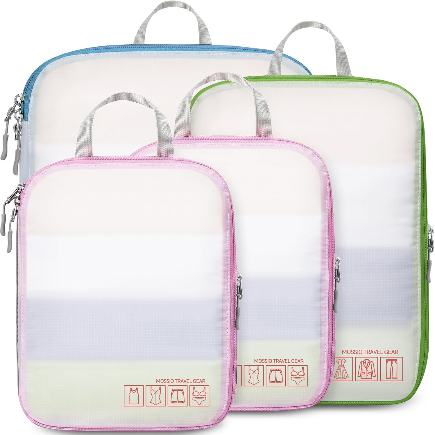 Expandable Packing Cubes 4 Piece Travel Organizers Accessories White