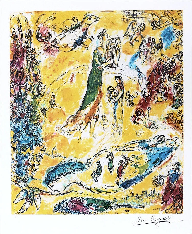 Marc Chagall Sources Of Music P/Signed Litho Print 30 x 25