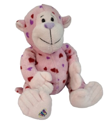 Ganz Webkinz Pink LOVE Monkey Red Purple Hearts  Plush Stuffed No Code