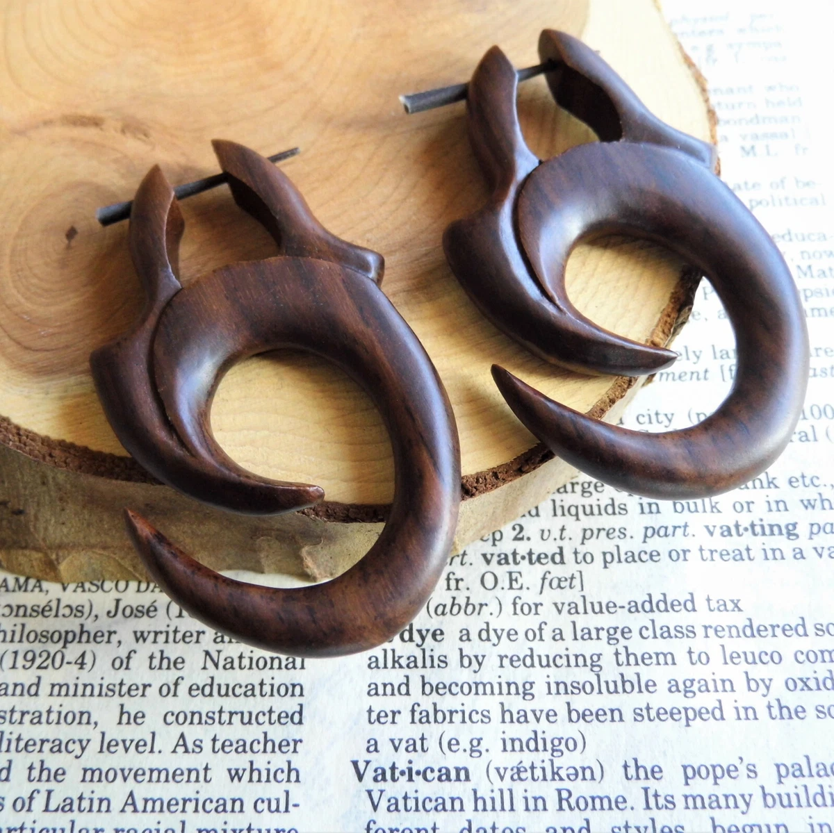 Tribal wooden deals hoop earrings