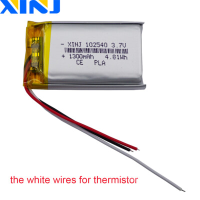 3.7V 1300mAh 4.81Wh 3 Wires Li Battery 102540 For Cellular Line Interphone Sport