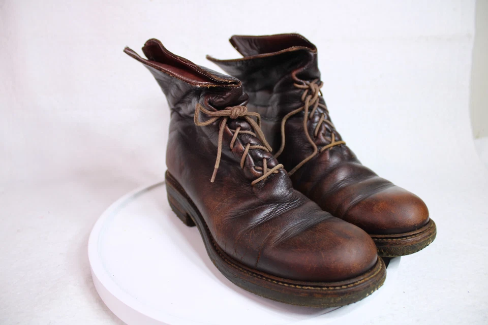 Botas de tornozelo Shoto femininas desgastadas feitas à mão com zíper renda marrom tamanho UE 38 EUA 7 - Imagem 4 de 4