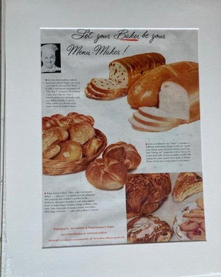 Original Vintage Brot Passepartout Zeitschrift kanadische Anzeige 1956 Fleischmann's Hefe