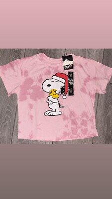 Art Class Girls Size 7/8 Medium Snoopy Peanuts Pink Crop Top New W/Tags Holiday