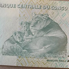 Congo 20 Francs Banknote 2003 Paper Money UNC Lions, Lion Currency. Memorabilia