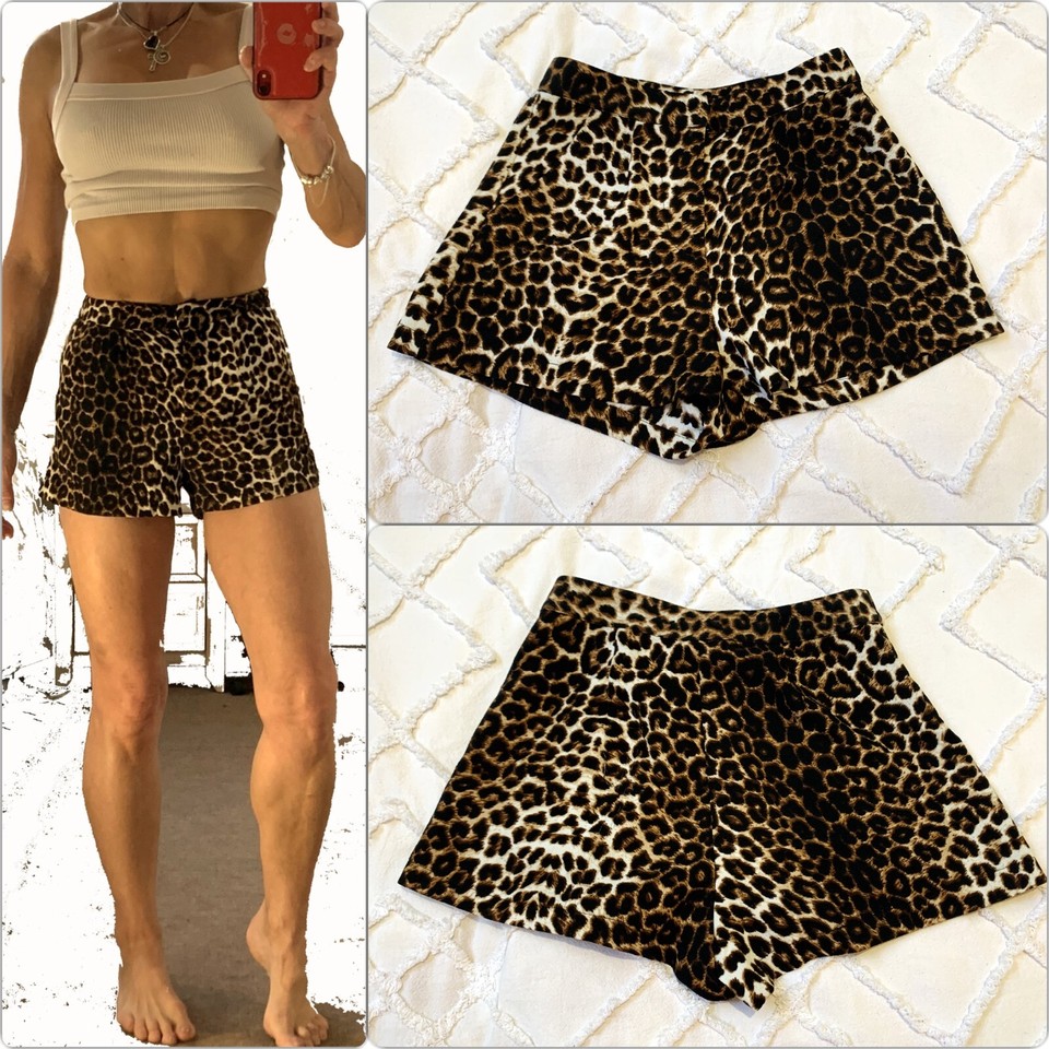 ALICE IN THE EVE leopard cheetah HIGH WAIST dress SHORTS 6 / 8 sexy flirty flare