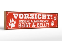 Holzschild Spruch 46X10 Cm Vorsicht Alarmsanlage BeißT Deko Schild Wooden Sign