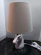 White Ceramic  Gold Unicorn Table Lamp with Shade