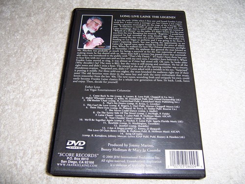 Frankie Laine: Live at the Orleans November 1999 DVD - Picture 3 of 3