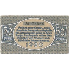 [#329991] Germany, Bonn, 50 Pfennig, personnage, 1920, UNC, Mehl:74.6, b