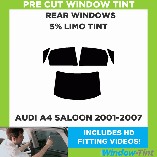 Pre Cut Window Tint for Audi A4 4-door Saloon 2001-07 5% Limo Black Rear Film - Picture 2 of 10