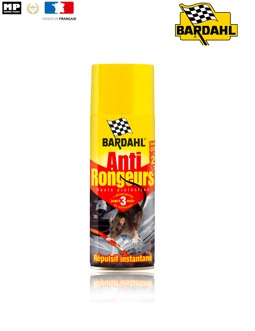 Anti-Rongeurs BARDAHL 4492, spray de 400mL pour préserver les faisceaux électriques des pannes