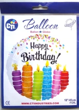 CTi Helium Foil Balloon 18" Happy Birthday Candles 114607