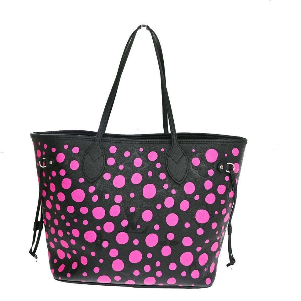 LOUIS VUITTON LV x YK Neverfull MM M46419 noir fuchsia RFID TAG Tote