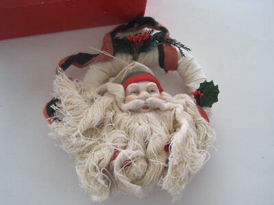 Rope Santa Porcelain Ornament W/ Box Unbranded 6'' GUC