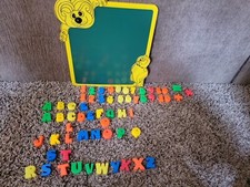 Vintage Pre-School Magnetic Alphabet' n Board with Magnetized Letters Numbers