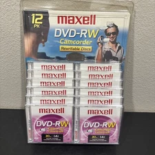 Maxwell 12 Pack DVD-RW Camcorder 30 minute 1.4 GB Rewritable Discs - New SEALED