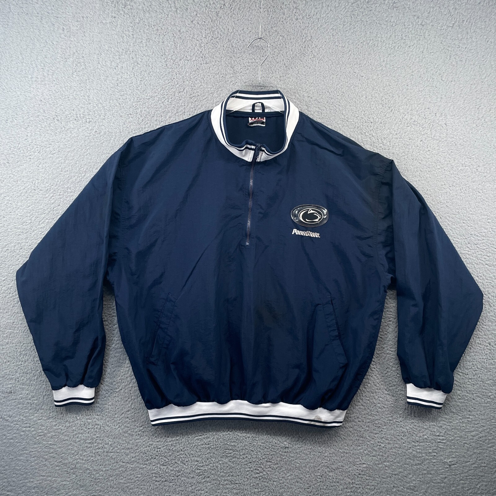 Vintage Penn State Nittany Lions Mens 2XL XXL Blue 1/4 Zip Windbreaker Jacket