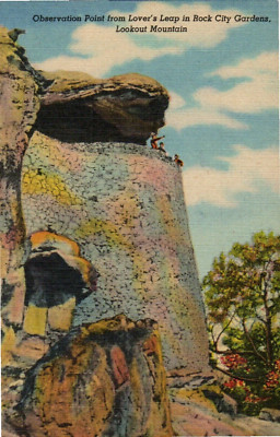 Postcard Observation Point Lovers Leap Lookout Mountain Rock City PC10