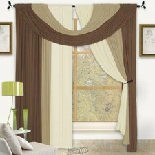 Kashi Home Bella Solid Semi-Sheer Window Scarf Chocolate