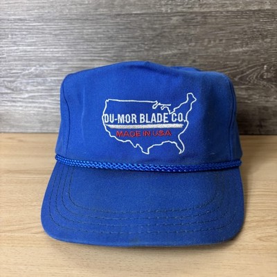 Vintage Du Mor Blade Co Hat Cap Snap Back Blue Made USA Trucker Patch Mens 80s