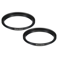 2Pcs 49mm-52mm Metal Step Up Ring Camera Lens Filter Adapter Ring Black