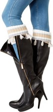 HUE Women  s Tassel Boot Toppers Ivory One Size Knit Boot Cuffs Leg Warmers