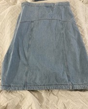 Old Navy Drapery Maxi Jean Skirt High Rise Women 12 Blue Denim A-line Y2K Modest