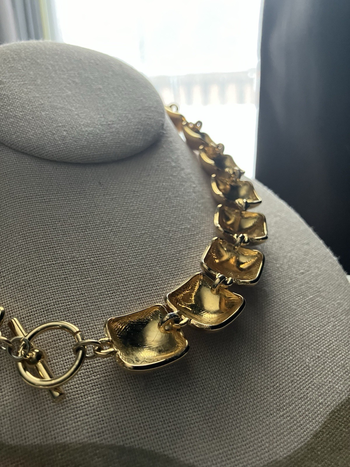 Vintage Square Link Statement Collar Necklace Tog… - image 8