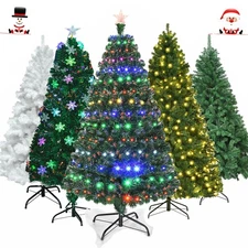 4/5/6/7FT Artificial Holiday Christmas Tree with LED Lights/Pre-Lit Fibre Optic