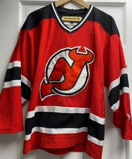 Vintage Koho NHL New Jersey Devils Blank Red Jersey Size Small MIC