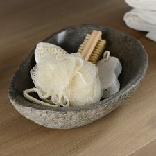 Flussstein Schale ca. 25 cm Stein-Dekoration Naturstein Obstschale wohnfreuden