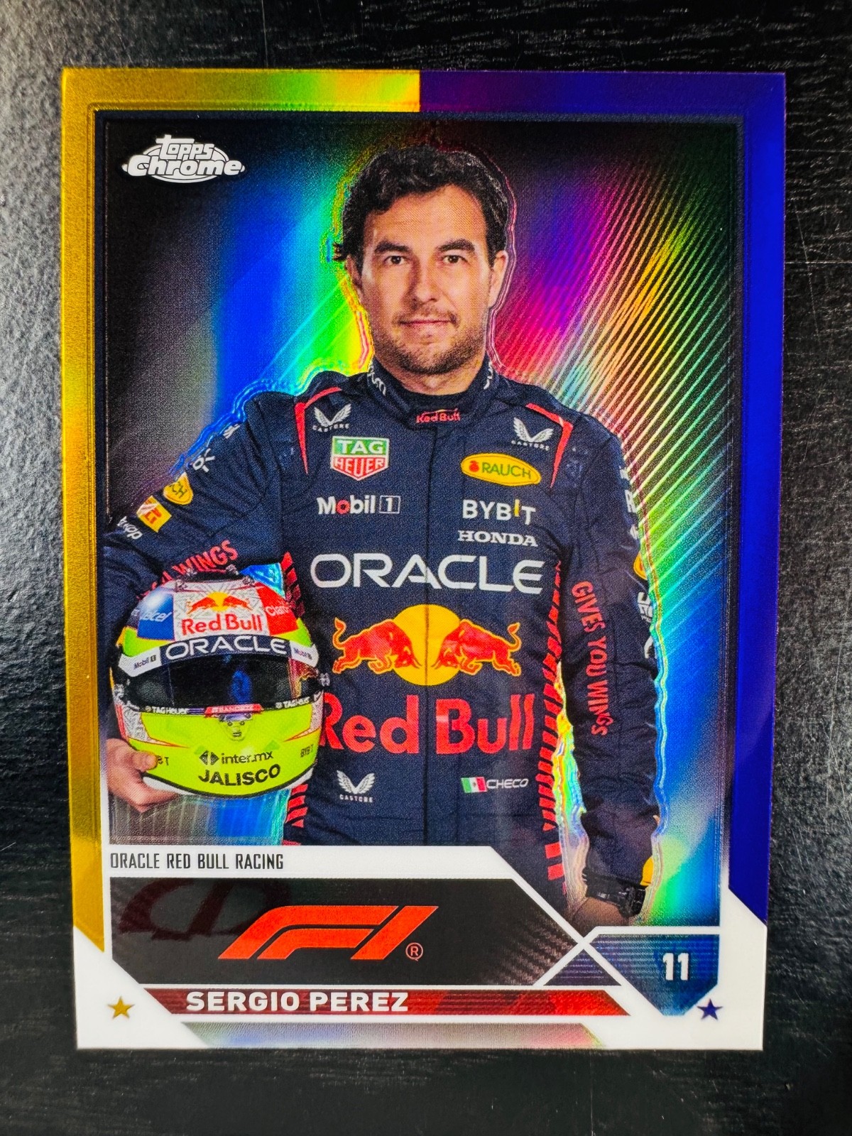 2023 Sergio Perez Gold / Purple Refractor Topps Chrome #9 F1 Formula 1
