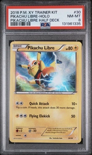 Pokémon TCG Pikachu Libre Holo XY Trainer Kit 30/30 PSA 8