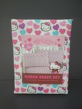 Hello Kitty Sanrio Hearts Queen Size Sheet Set 100 Cotton