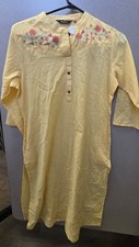 Yellow Cotton Kurti Small Size With Side Pockets, Embroided For Women