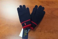 New Polo Ralph Lauren Kid's Wool Gloves - Size 8-20 (18cm x 10cm) Navy / Red