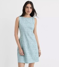 NWT LOFT Scalloped Eyelet V-Back Mini Dress, Smokey Opal, Size 0