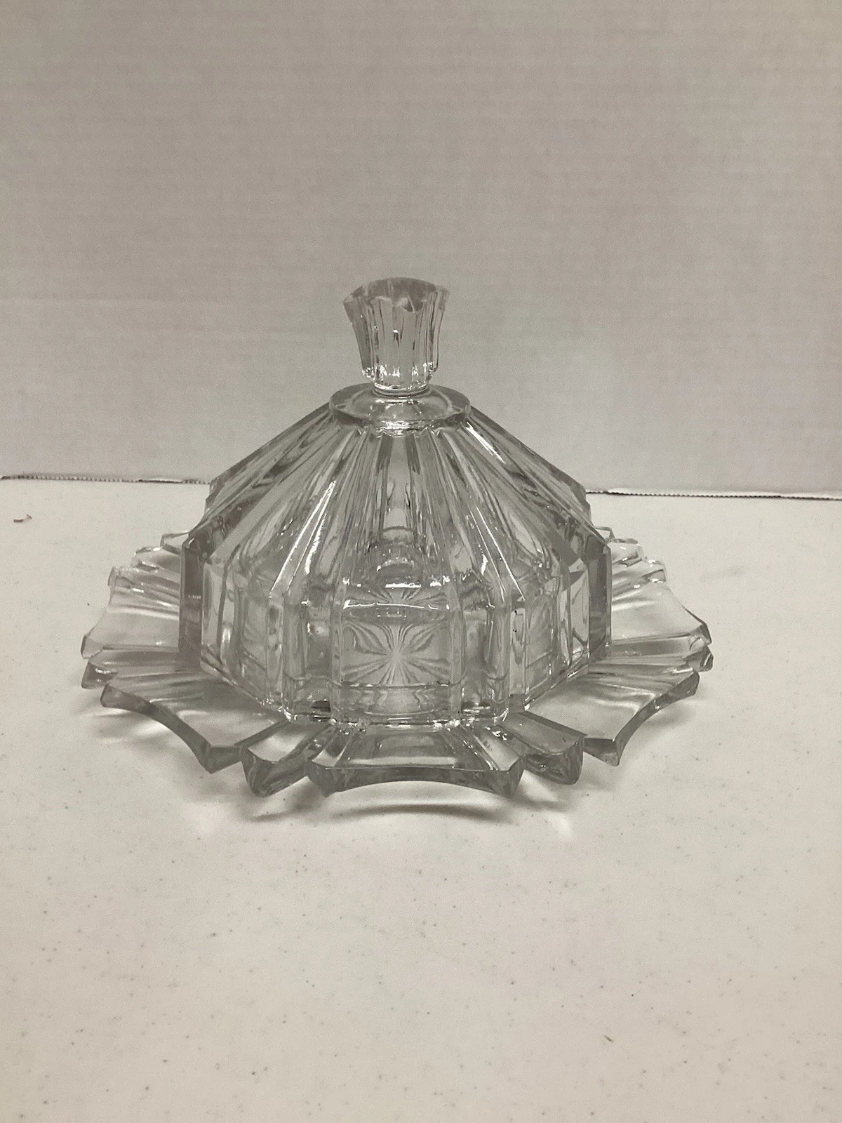 Antique EAPG Butter Dish W Lid Colonial Style (Thick Panels & Bars) No Chips