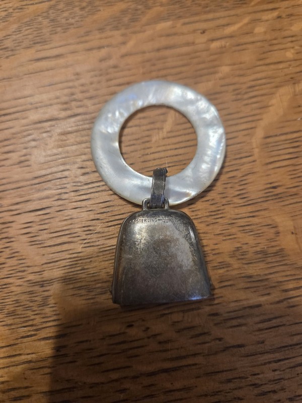Webster co. Sterling Silver Mother of Pearl Baby Rattle Vintage Silver