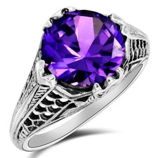 4CT Color Changing Alexandrite 925 Sterling Silver Filigree Ring Sz 7 XB3-8