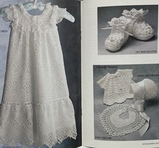 Antique Baby Layette Dress Christening gown crochet pattern booties sweater bib