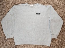 Vintage Nike Sweatshirt Mens Sz L Black Swoosh Crewneck Gray 90s Y2K USA MADE
